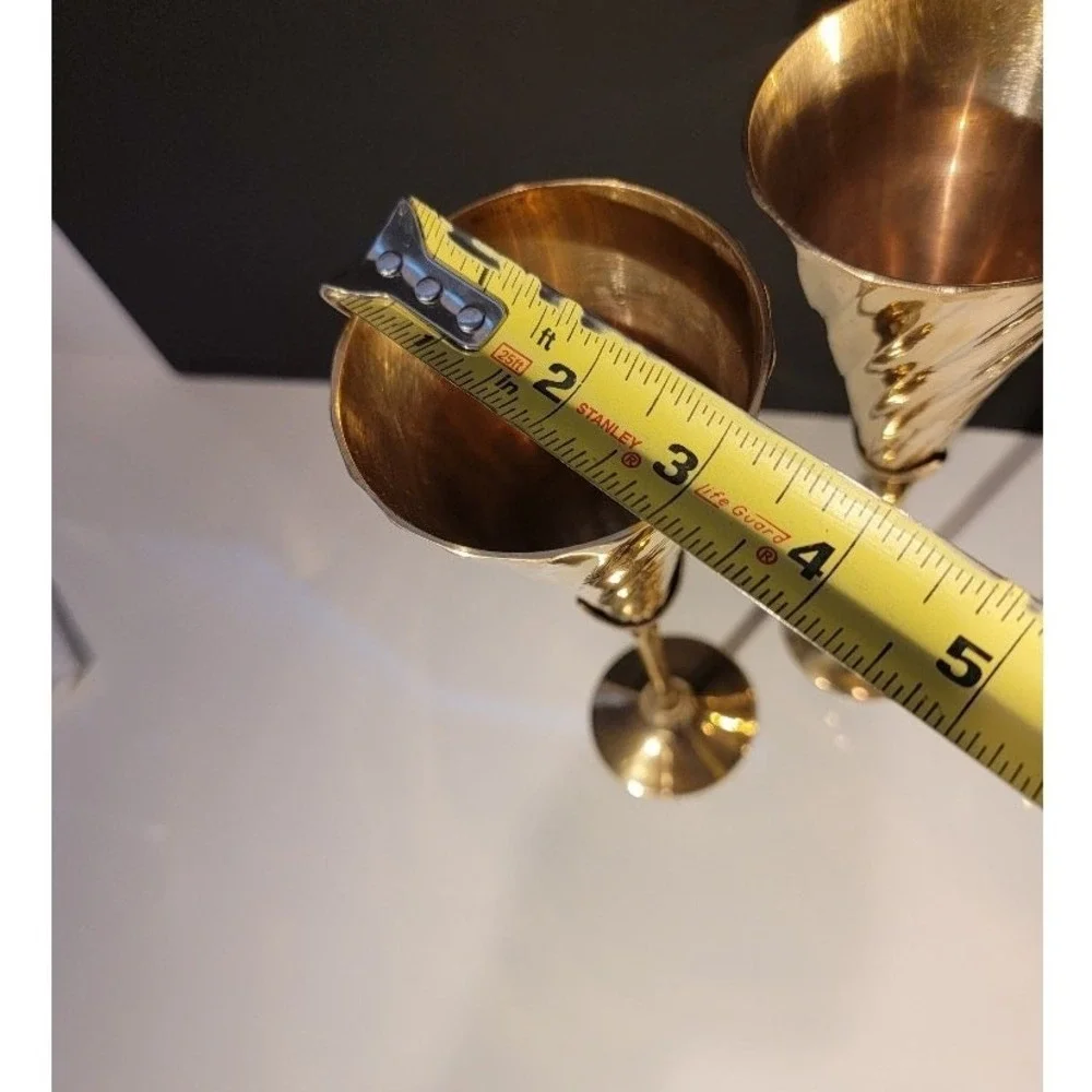 Vintage Brass Champagne Flutes Set of 4 Celebration Toasting New Year 